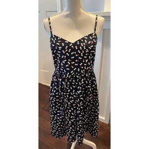 NWT Gap 98% Cotton Fit & Flare Polka Dot Blue/Red/White Dress 12